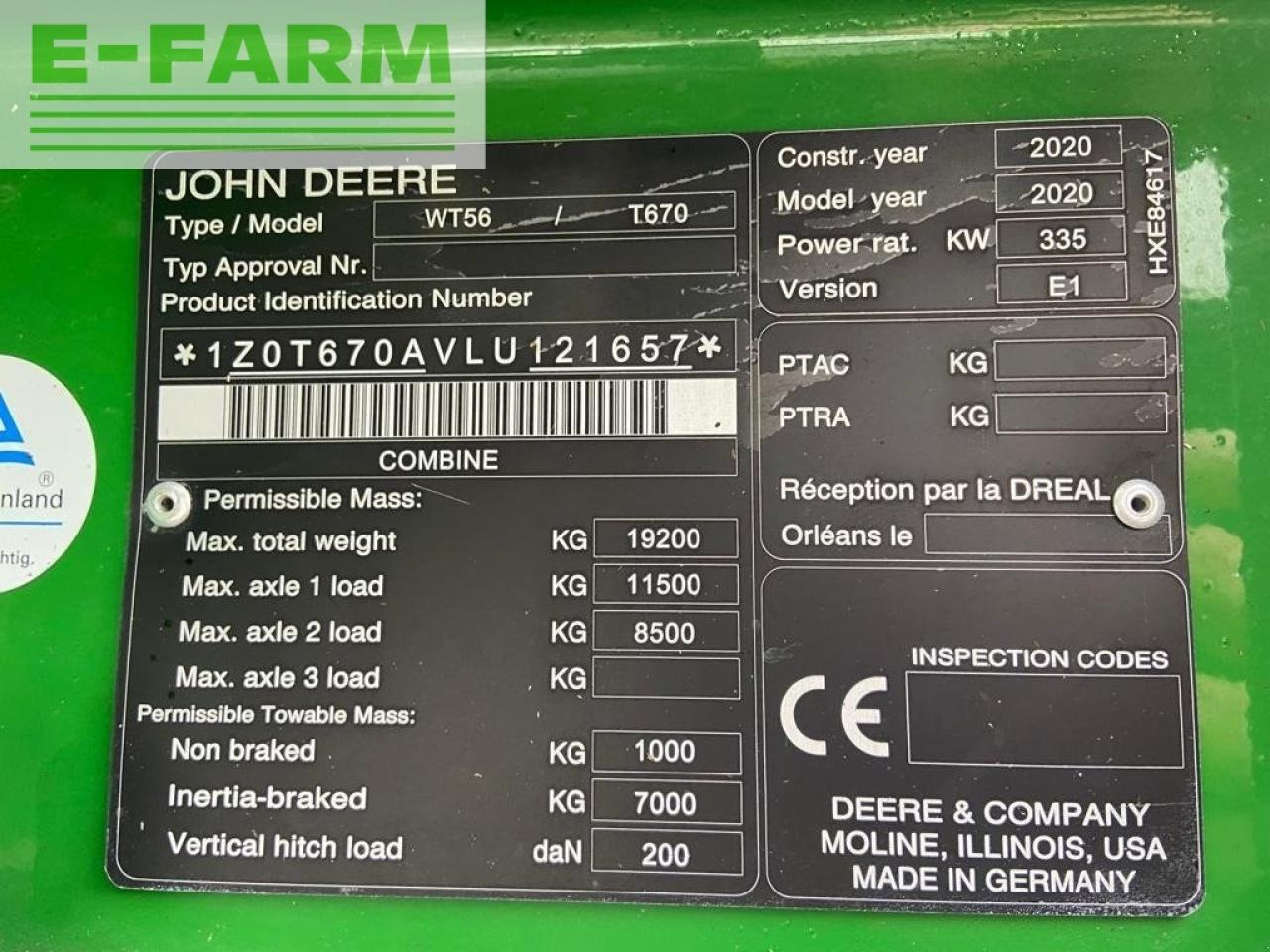 Combine harvester John Deere t670 my20: picture 9