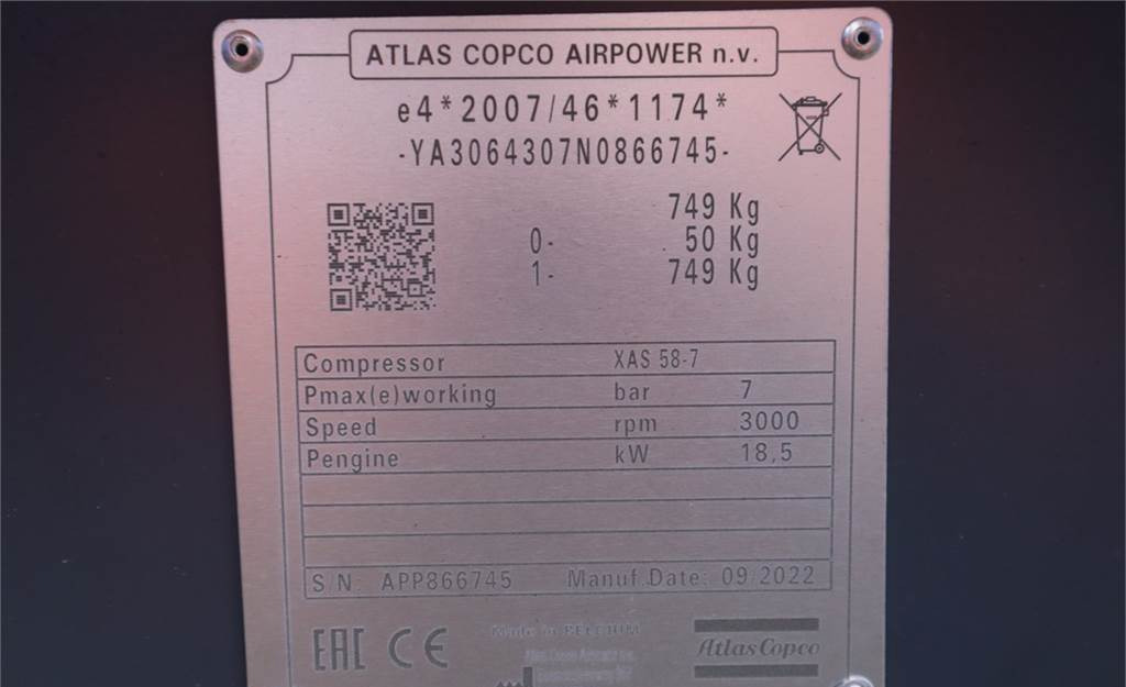 Air compressor Atlas Copco XAS 58-7 Valid inspection, *Guarantee! Diesel, Vol: picture 7