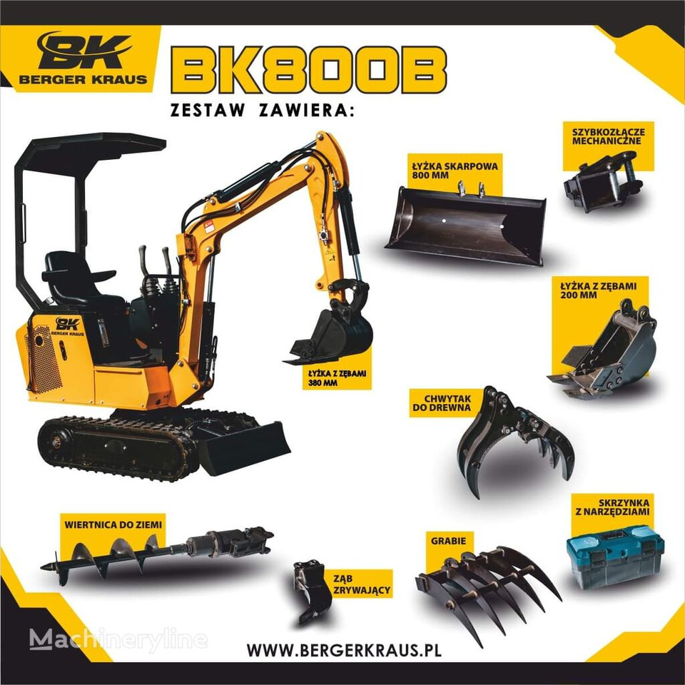 Berger Kraus Mini Excavator BK800B with FULL equipment leasing Berger Kraus Mini Excavator BK800B with FULL equipment: picture 1
