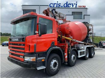 Concrete pump truck, Concrete mixer truck Scania 340 P114 8x4 Mecbo 24m: picture 1