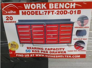 Construction equipment Unused 2020 7' Work Bench, Tool Cabinet, 20 Drawers: picture 1