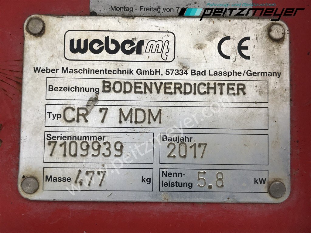 Vibroplate Weber Rüttelplatte CR 7 MDM E-Starter, 251 Betr. Std,: picture 9