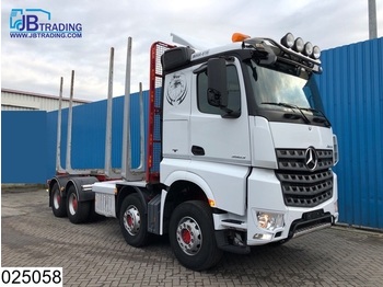 Forestry trailer Mercedes-Benz Arocs 3563 8x4, EURO 6, Steel suspension, 13 Tons axles, Airco, Hydrauliek, Hub reduction, Wood / Tree transport: picture 1