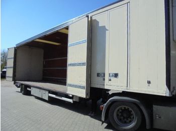 Floor 1 axle steering, air suspension, side doors, taillift, heating - Closed box semi-trailer