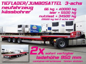 Kässbohrer JB JUMBO PLATEAU SATTEL TIEFLADER 3-achs - Dropside/ Flatbed semi-trailer