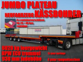Kässbohrer JS JUMBO PLATEAU / 20/40 F. cont. 6020 kg leer - Dropside/ Flatbed semi-trailer