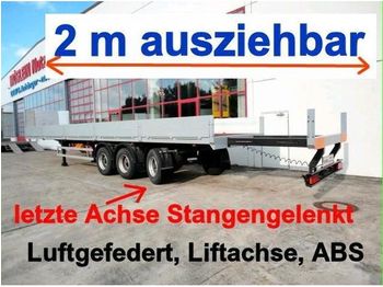 Kässbohrer KAROSSERIEF.BIBERACH 3 Achs Tele  Sattelauflieger - Dropside/ Flatbed semi-trailer