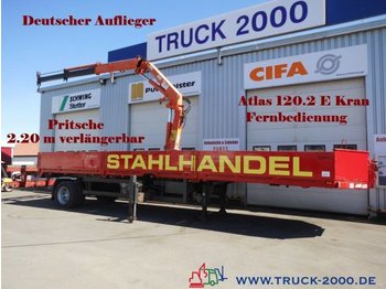 Müller-Mitteltal 1Achs Kran Atlas120.2+FB+2.20m*13mGesamtPritsche - Dropside/ Flatbed semi-trailer