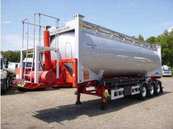 Tanker semi-trailer for transportation of food Feldbinder Food/powder tank container alu 40 m3 + tipping chassis: picture 1