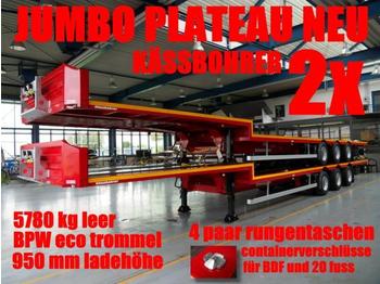 Kässbohrer JB JUMBO PLATEAU / TWISTLOCK+ rungent - Low loader semi-trailer