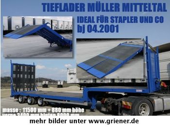 Dropside/ Flatbed semi-trailer Müller-Mitteltal TS 3 / TIEFLADER HYDRAULISCHE RAMPE STAPLER / !!: picture 1