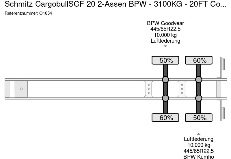 Container transporter/ Swap body semi-trailer Schmitz Cargobull SCF 20 2-Assen BPW - 3100KG - 20FT Connection (O1854): picture 20