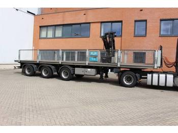 Dropside/ Flatbed semi-trailer Van Hool 3-ass. Steenoplegger 2010 met HIAB 099F1 2012: picture 1