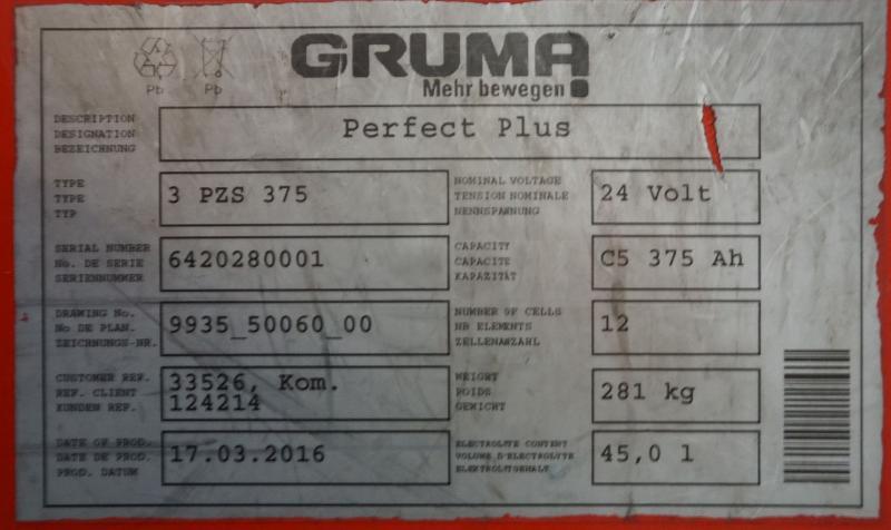 Battery GRUMA 24 Volt 3 PzS 375 Ah: picture 5
