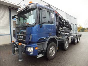 Sisu CRANE DK 12M kk-kk/8X4 225+300+137 - Dropside/ Flatbed truck