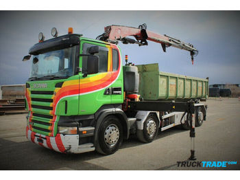 Hook lift truck Scania R420LB 8x2*6 Kette mit Kran