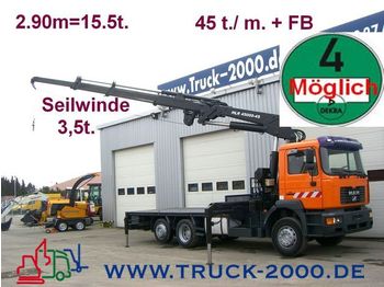 Dropside/ Flatbed truck MAN 26.414 Heila HLR 45000 45t./ m - Kran+Winde+FB: picture 1