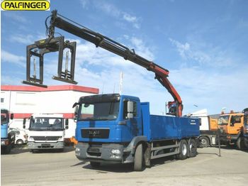 Dropside/ Flatbed truck, Crane truck MAN TG-M 26.340 6x2-4 BL Pritsche Heckkran Lift/Lenk: picture 1