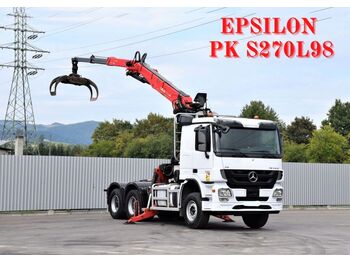 Logging truck, Crane truck Mercedes-Benz ACTROS 3355*Sattelzugmaschine+PK S270L98/6x4: picture 1