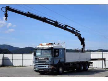Dropside/ Flatbed truck Scania 124G420 *Pritsche 6,50m + KRAN * 6x4 !: picture 1