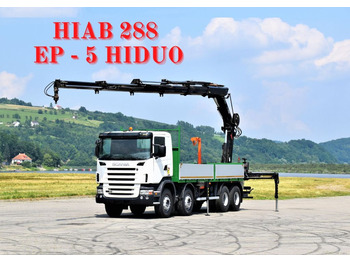 Crane truck, Dropside/ Flatbed truck Scania R 420 * HIAB 288 EP - 5 HIDUO + FUNK *8x4: picture 1