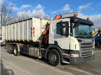 Hook lift truck, Crane truck Scania P 360 6x2 Abrollkipper mit Kran Lift/Lenkachse: picture 2