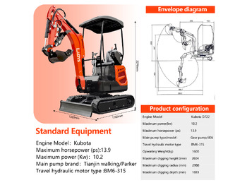 New Mini excavator LADYS DY18 Mini Excavator CE Certification Kubota Engine(Factory Outlet) Mini Pelle Minibagger Minikoparka Miniexcavadora: picture 2