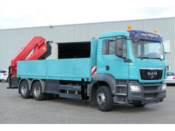 New Dropside/ Flatbed truck, Crane truck MAN 26.400 TGS BL, Kran HMF 4220 K4, Funk, Container: picture 3
