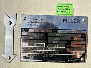 Generator set PILLER SG 102.40 Pillar 1750 kVA generatordeel Alternator as New ! 18 test hours !: picture 3