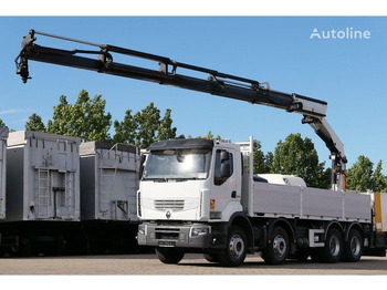 Dropside/ Flatbed truck, Crane truck Renault Premium 430DXi: picture 2