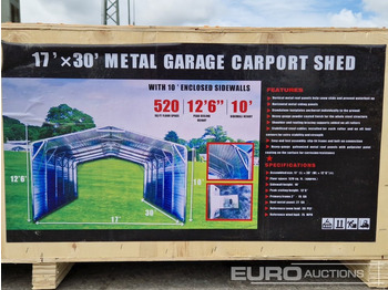Construction container Unused 2025 17'x30' Metal Garage Carport Shed in 2.1x1x0.6m Transport Box: picture 2
