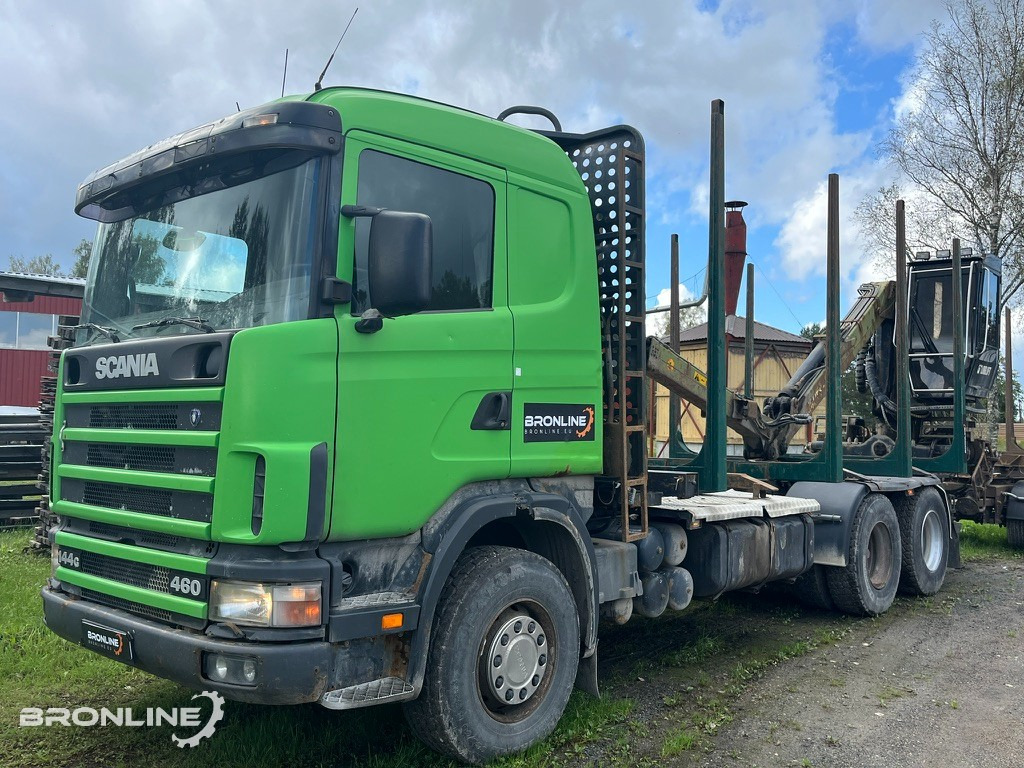 2001 Scania R144 6x4 Loglift + 1997 Närko TP3-RT-280 - Logging truck, Crane truck: picture 1 2001 Scania R144 6x4 Loglift + 1997 Närko TP3-RT-280 - Logging truck, Crane truck: picture 1