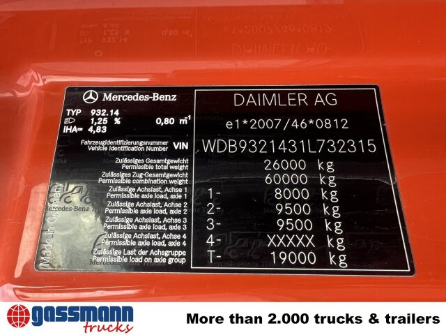 Mercedes-Benz Actros 2644/48 K 6x4, Manual Gearbox, Full Steel - Cab chassis truck: picture 2 Mercedes-Benz Actros 2644/48 K 6x4, Manual Gearbox, Full Steel - Cab chassis truck: picture 2