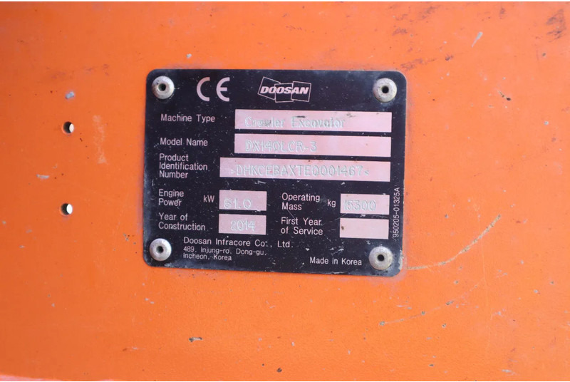 Crawler excavator Doosan DX140LCR-3 | DX 140 LCR-3 | TILT ROTATOR | BUCKET | DOZERBLADE: picture 20 Crawler excavator Doosan DX140LCR-3 | DX 140 LCR-3 | TILT ROTATOR | BUCKET | DOZERBLADE: picture 20