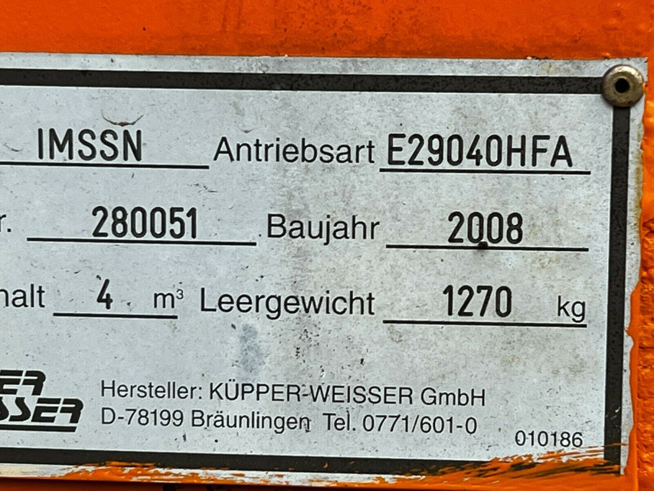 Küpper Weisser E 29040 HFA Salzstreuer Winterdie Küpper Weisser E 29040 HFA Salzstreuer Winterdie - Sand/ Salt spreader for Utility/ Special vehicle: picture 2 Küpper Weisser E 29040 HFA Salzstreuer Winterdie Küpper Weisser E 29040 HFA Salzstreuer Winterdie - Sand/ Salt spreader for Utility/ Special vehicle: picture 2