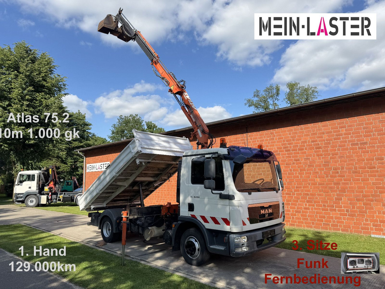 MAN TGL 8.150 3 S-Kipper Atlas 75 10m -1t. Funk FB - Tipper van: picture 1 MAN TGL 8.150 3 S-Kipper Atlas 75 10m -1t. Funk FB - Tipper van: picture 1