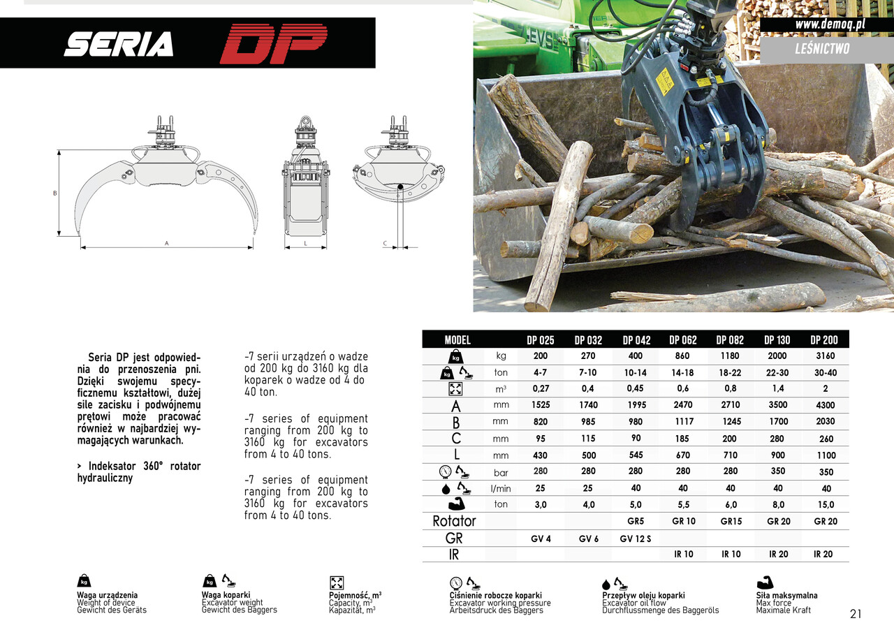 DEMOQ DP042 Log Grab 400 kg - Grapple for Construction machinery: picture 4 DEMOQ DP042 Log Grab 400 kg - Grapple for Construction machinery: picture 4
