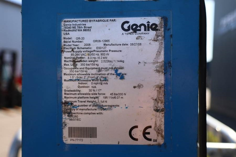 Articulated boom Genie GR20 Electric, 8m Working Height, Non Marking Tyre: picture 8