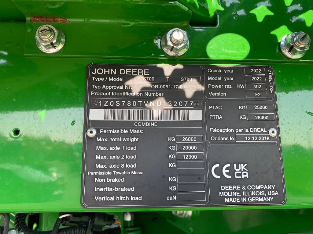 New Combine harvester John Deere S 780i Garantie PowerGard 08/2027: picture 9