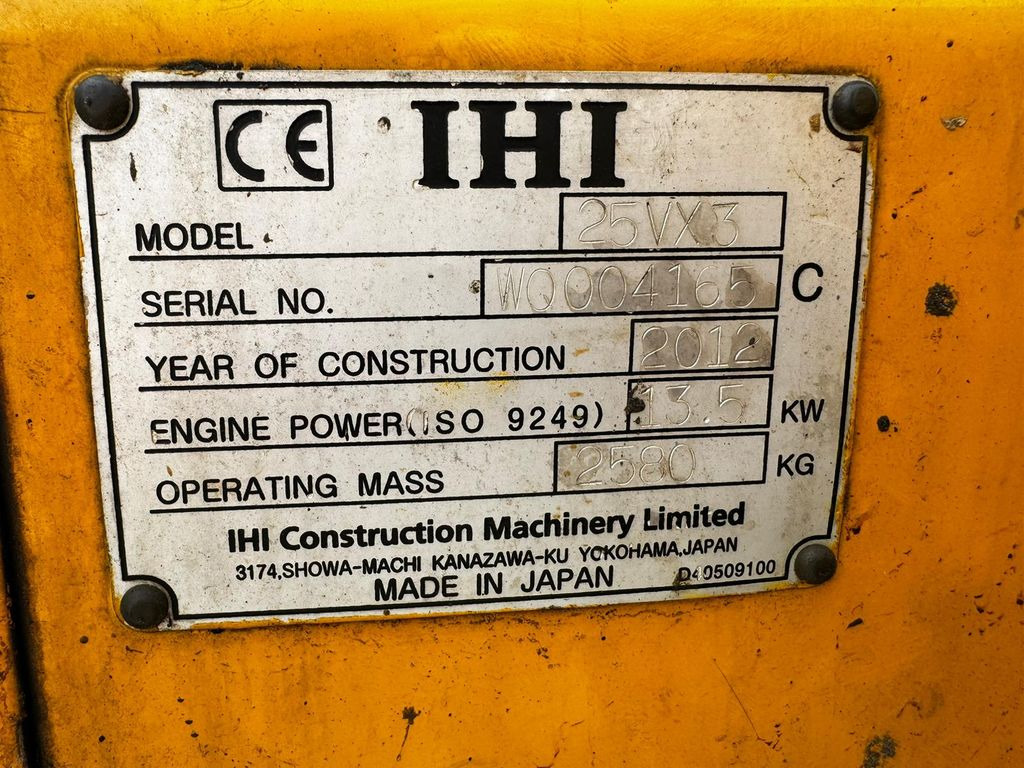 Mini excavator IHI 25VX3, 2.5ton, SWISS Machine: picture 8
