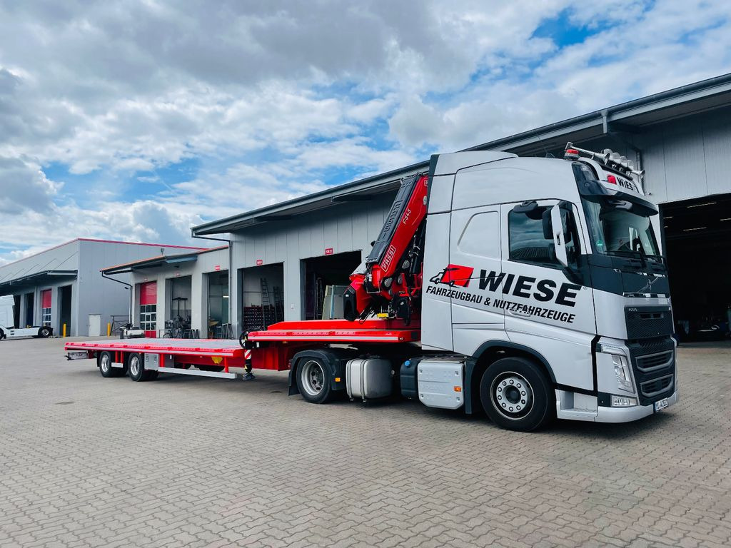 Wiese Stufensattel Tieflader mit Kran Fassi F545 Wiese Stufensattel Tieflader mit Kran Fassi F545 - Low loader semi-trailer: picture 2 Wiese Stufensattel Tieflader mit Kran Fassi F545 Wiese Stufensattel Tieflader mit Kran Fassi F545 - Low loader semi-trailer: picture 2
