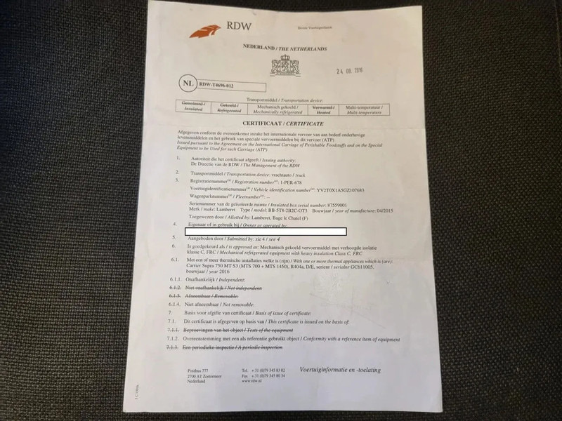 Refrigerator truck Volvo FL 250 Carrier 750MT ATP Zwischenwand LBW Euro 6: picture 16 Refrigerator truck Volvo FL 250 Carrier 750MT ATP Zwischenwand LBW Euro 6: picture 16