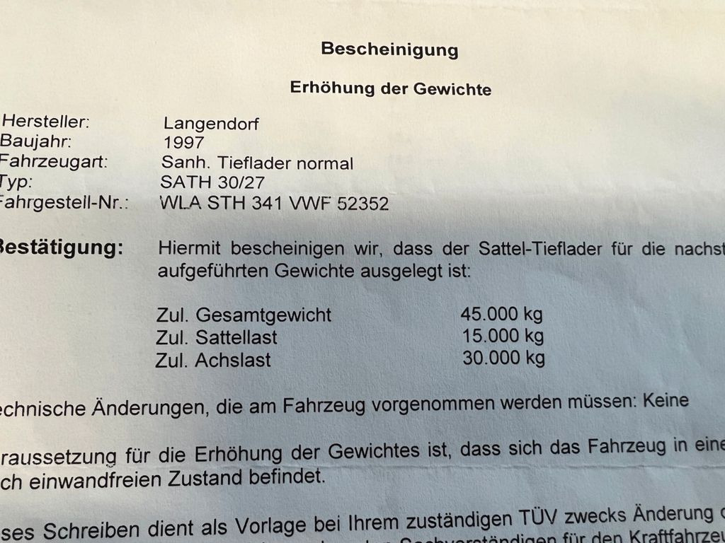 Langendorf Tiefbett mit Rampen Hydraulisch - Low loader semi-trailer: picture 3 Langendorf Tiefbett mit Rampen Hydraulisch - Low loader semi-trailer: picture 3