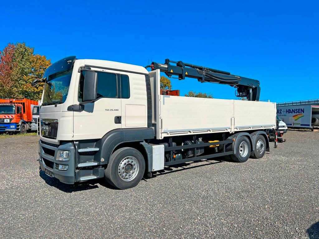Crane truck, Dropside/ Flatbed truck MAN 26.480 6X2 Baustoff mit Kran HIAB Top Zustand: picture 12