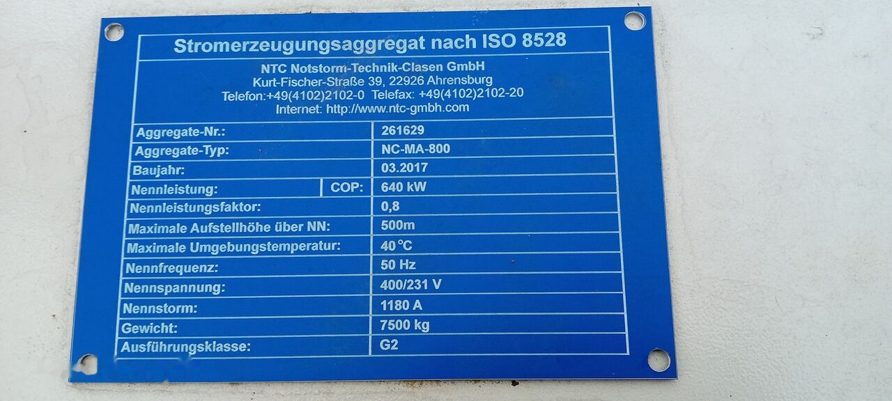 MAN MAN Generator Set Stamford 640 KW 800 KVA Diesel, 2017 Model, 931 HP, 8000 kg, Low Hours, For Sale in Poland - Generator set: picture 4 MAN MAN Generator Set Stamford 640 KW 800 KVA Diesel, 2017 Model, 931 HP, 8000 kg, Low Hours, For Sale in Poland - Generator set: picture 4