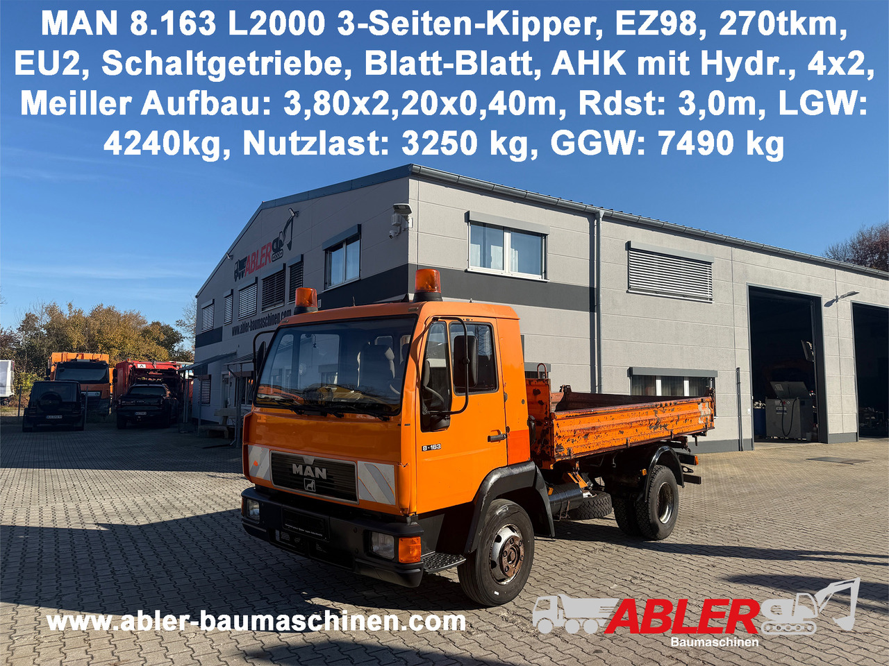 MAN 8.163 L2000 3-Seiten-Kipper AHK - Tipper: picture 1 MAN 8.163 L2000 3-Seiten-Kipper AHK - Tipper: picture 1