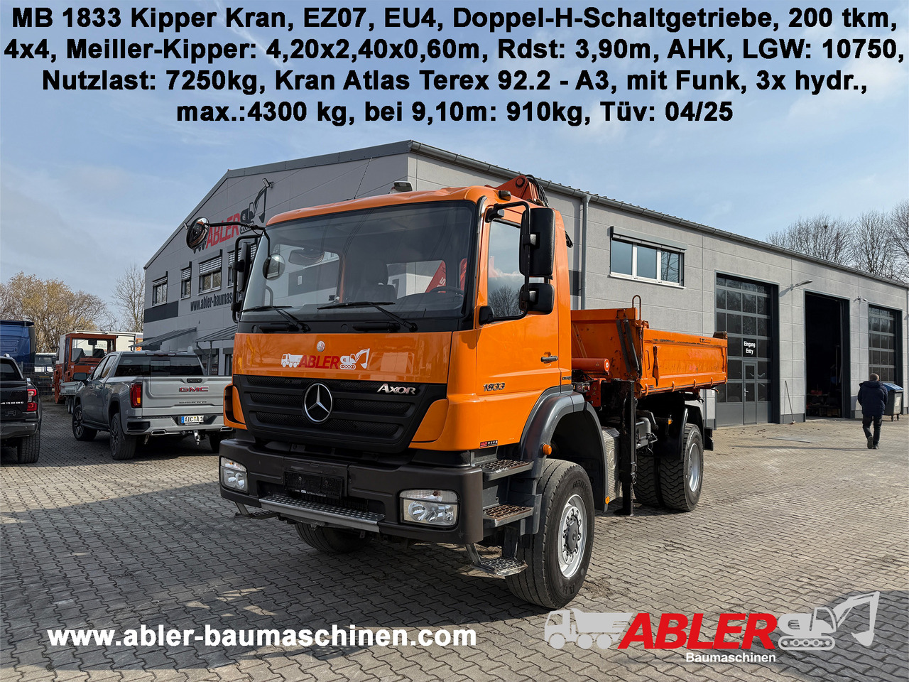 Mercedes-Benz 1833 Axor Kipper Kran Allrad - Tipper, Crane truck: picture 1 Mercedes-Benz 1833 Axor Kipper Kran Allrad - Tipper, Crane truck: picture 1