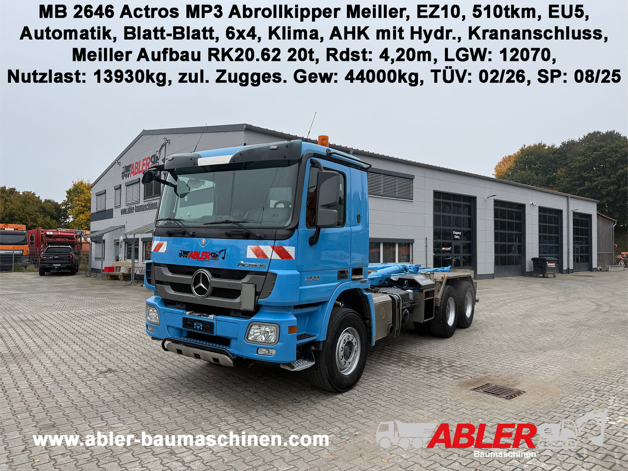 Mercedes-Benz 2646 Actros Abrollkipper Meiller AHK - Hook lift truck: picture 1 Mercedes-Benz 2646 Actros Abrollkipper Meiller AHK - Hook lift truck: picture 1