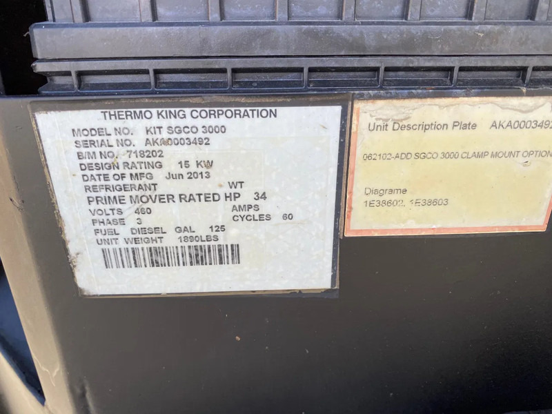 THERMO KING Genset Clip-on SG 3000 / 2013 / 12474 hrs. - Generator set: picture 5 THERMO KING Genset Clip-on SG 3000 / 2013 / 12474 hrs. - Generator set: picture 5