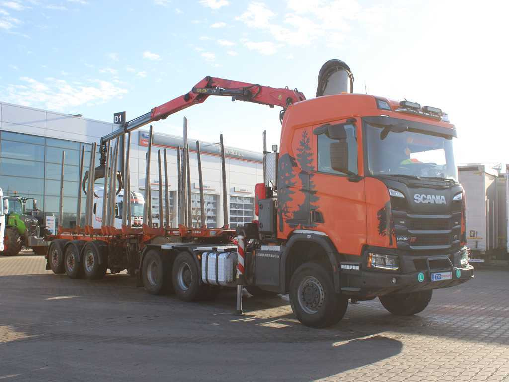 Scania R500, 6x6, RETARDER, OPTICRUISE, PALFINGER EPSILON Q170Z96, NAVIGATION - Tractor truck, Log semi-trailer: picture 3 Scania R500, 6x6, RETARDER, OPTICRUISE, PALFINGER EPSILON Q170Z96, NAVIGATION - Tractor truck, Log semi-trailer: picture 3
